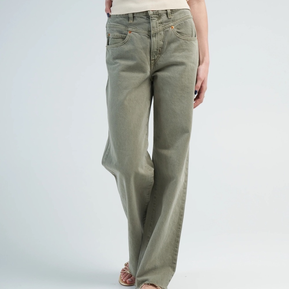 SLVRLAKE Grace Double Yoke Jean in Army Green Size 30